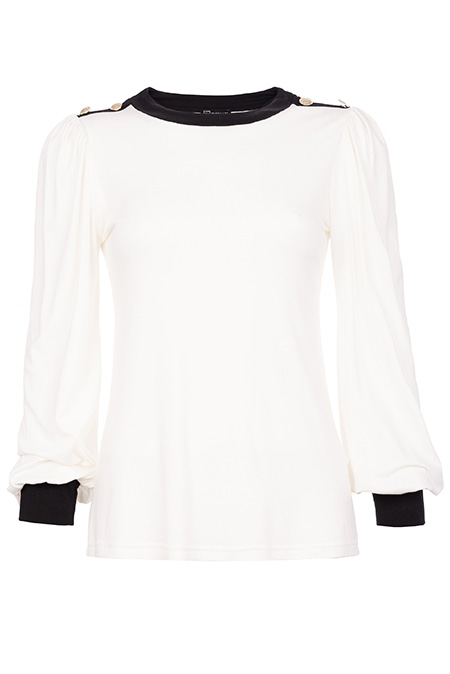 Ženska majica dugih rukava sa okruglim izrezom i kontrastnim rubom Tiffany Production